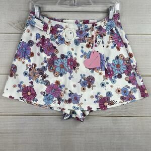 Sugar Thrillz Dolls Shorts w/Skirt Sz M Boho Retro Floral Mini Belted 50's NWT